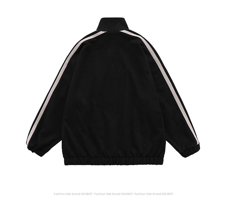 サイドライン スタンドカラートラックジャケット ブラック バックシルエット Highland