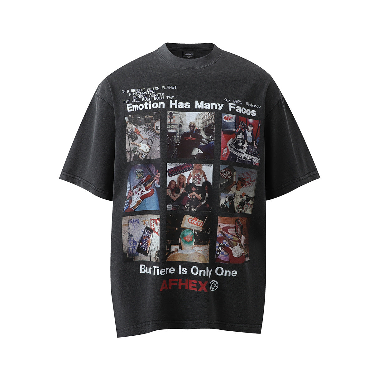 コラージュグラフィック オーバーサイズTシャツ ブラック 正面 High land