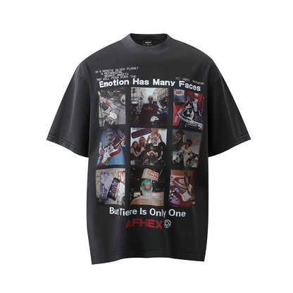 コラージュグラフィック オーバーサイズTシャツ ブラック 正面 High land