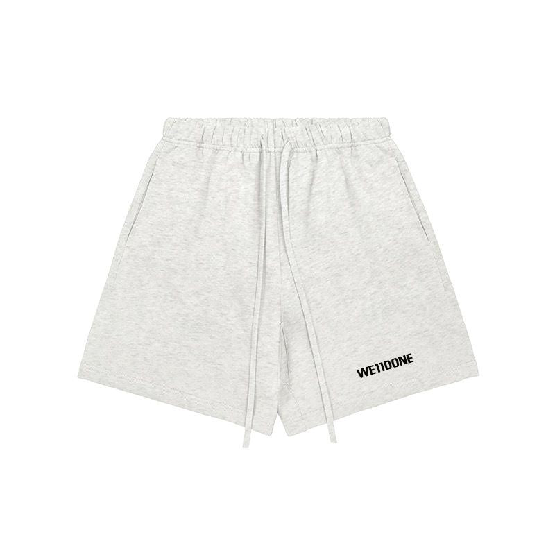 WE11DONE風ロゴ スウェットショートパンツ ライトグレー 正面デザイン High land