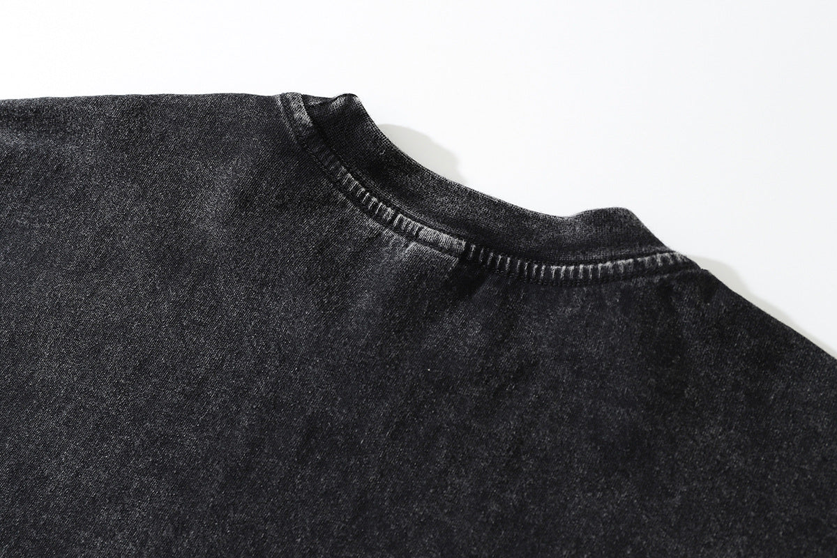 ビンテージ加工 フォトグラフィックプリント ロンT｜ストリート系ブラックロングスリーブTシャツ メンズ レディース