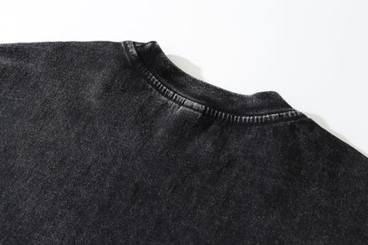 ビンテージ加工 フォトグラフィックプリント ロンT｜ストリート系ブラックロングスリーブTシャツ メンズ レディース