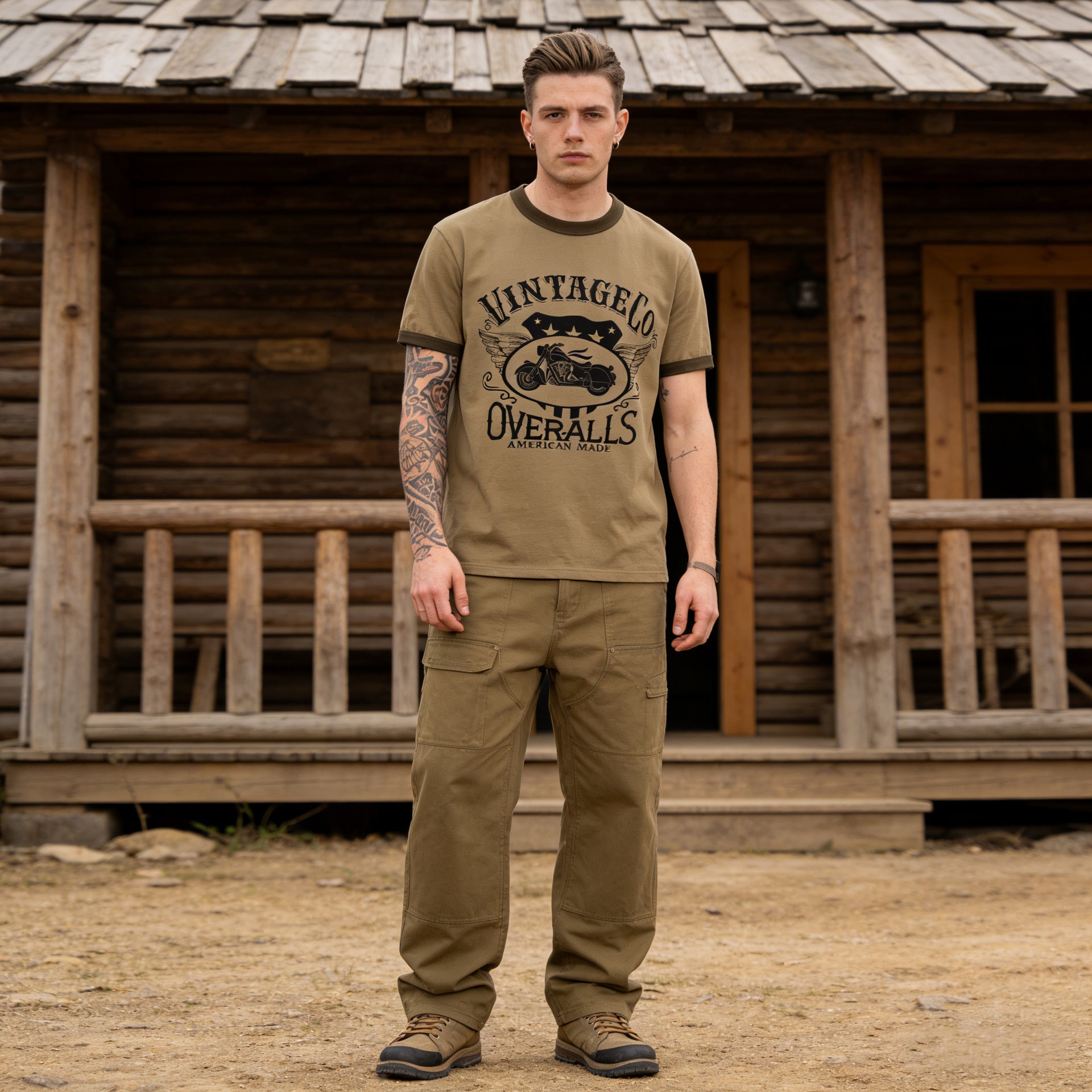 ヴィンテージモーター リンガーTシャツ コーディネート例 High land