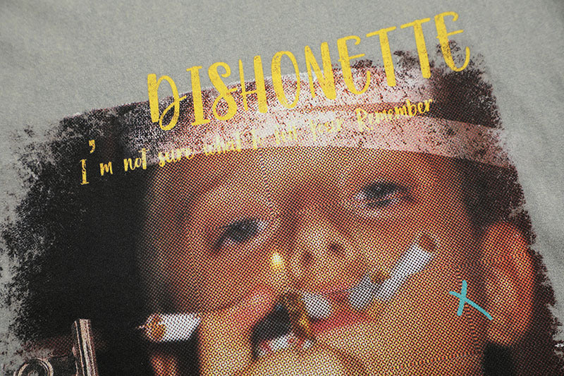 long T-shirt smoking boy