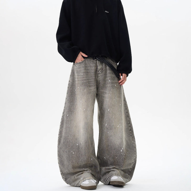 ペイントスーパーワイドデニムパンツ 正面着用コーデ High land