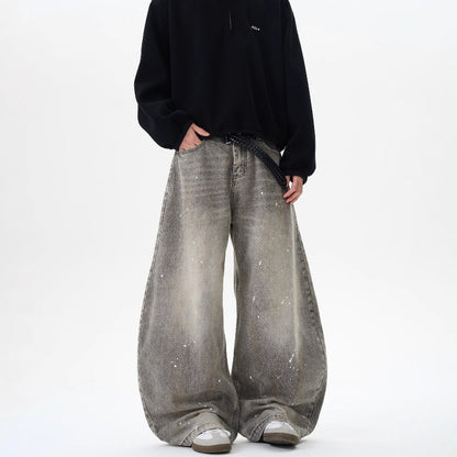 ペイントスーパーワイドデニムパンツ 正面着用コーデ High land