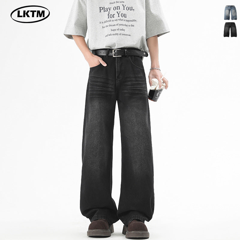 ワイドデニムパンツ ブラック メンズストリートコーデ High land