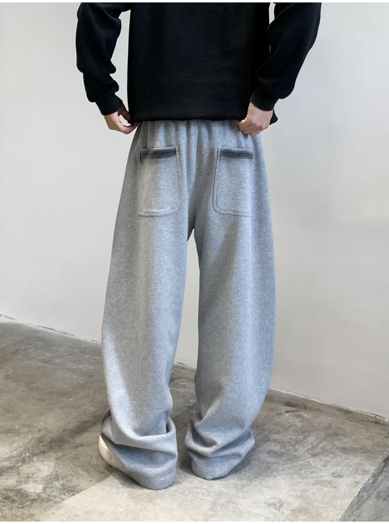 ワイドサイドラインスウェットパンツ グレー バックスタイル ポケットディテール High land