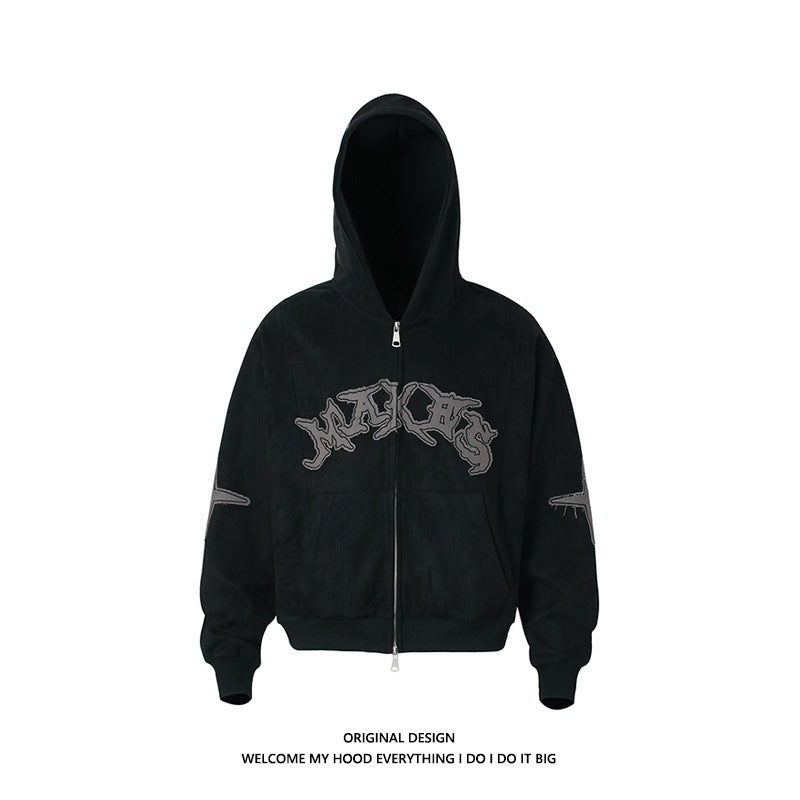 Velour Street Logo Zip-Up Hoodie