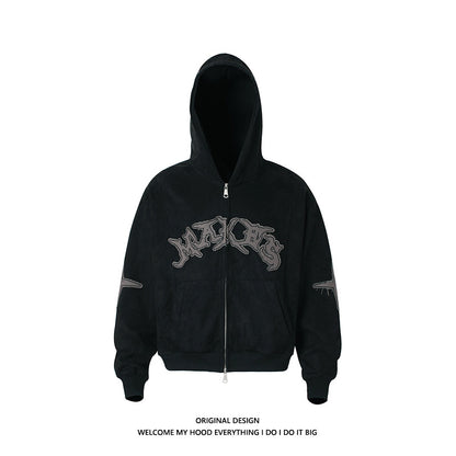Velour Street Logo Zip-Up Hoodie