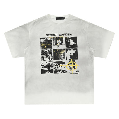 ホワイト グラフィックTシャツ フロント SECRET GARDEN プリント High land