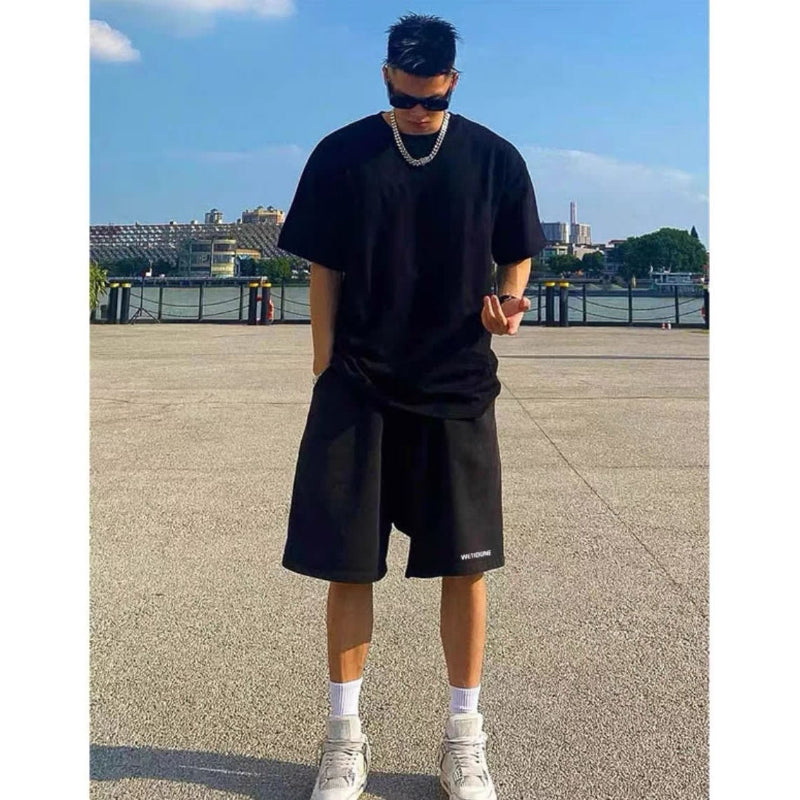 WE11DONE風ショートパンツ ブラック 着用ストリートコーデ High land