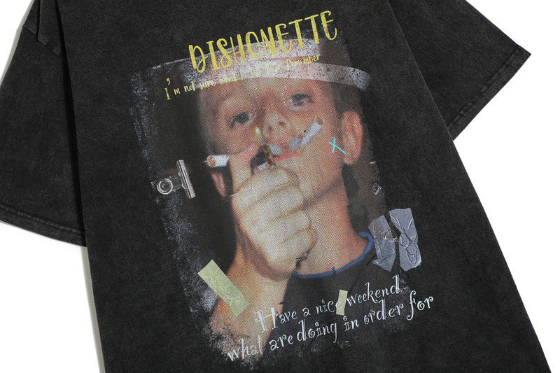vintage T-shirt smoking boy