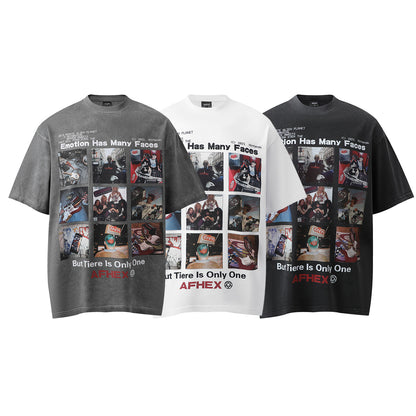 コラージュグラフィック オーバーサイズTシャツ ブラック 正面 High land