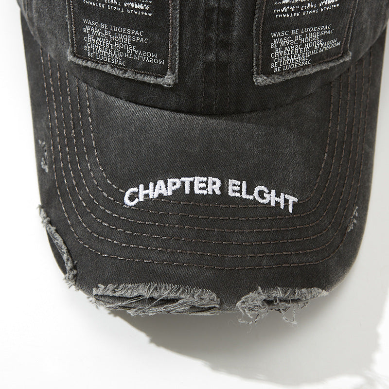 ダメージロゴキャップ CHAPTER EIGHT 刺繍パッチ ユニセックス 韓国