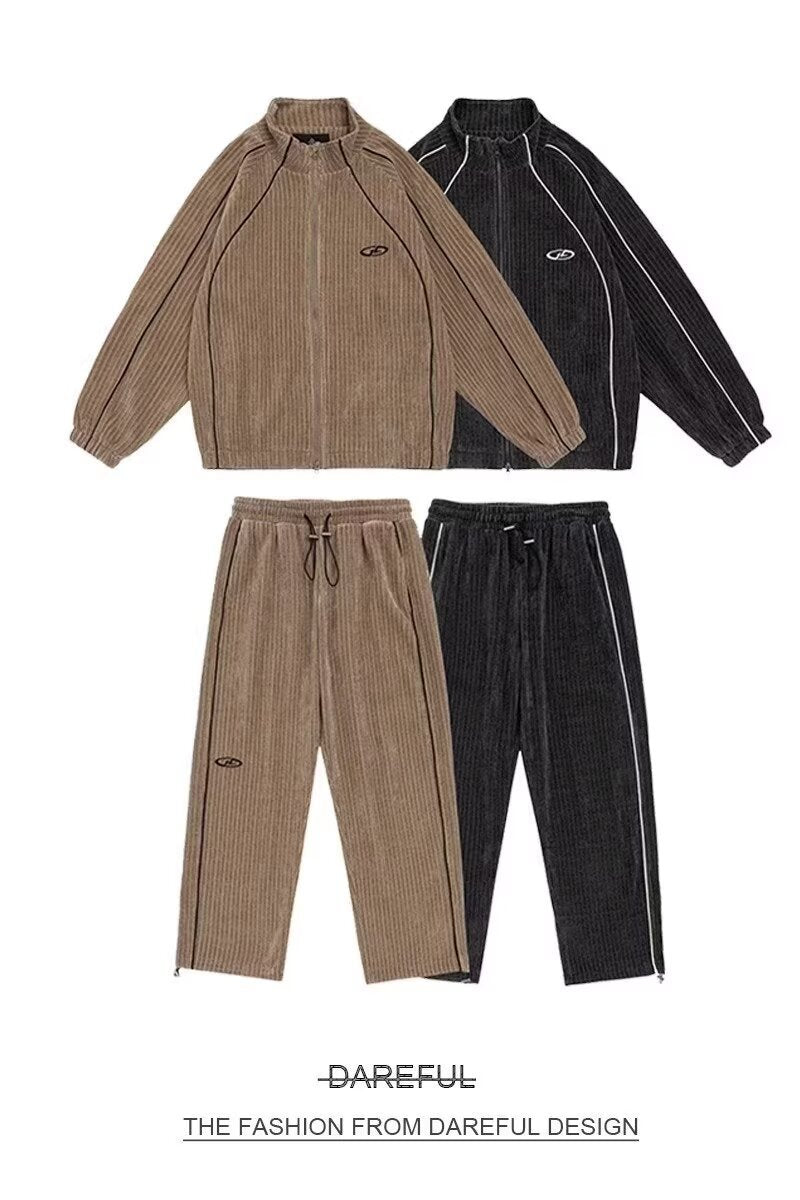 Corduroy Track Set - Brown/Black