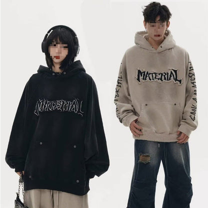 スモークグラデーション MATERIALロゴパーカー ブラック＆グレー ペアルック High land