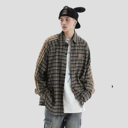 チェックシャツ サイドライン モデル着用 メンズスタイル High land