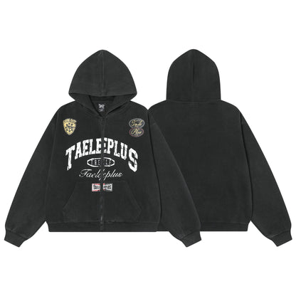 Vintage College Logo Zip-Up Hoodie