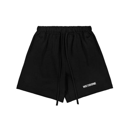 WE11DONE風ロゴ スウェットショートパンツ ブラック 正面デザイン High land