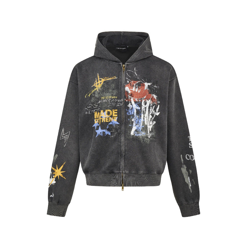 graffiti zip hoodie