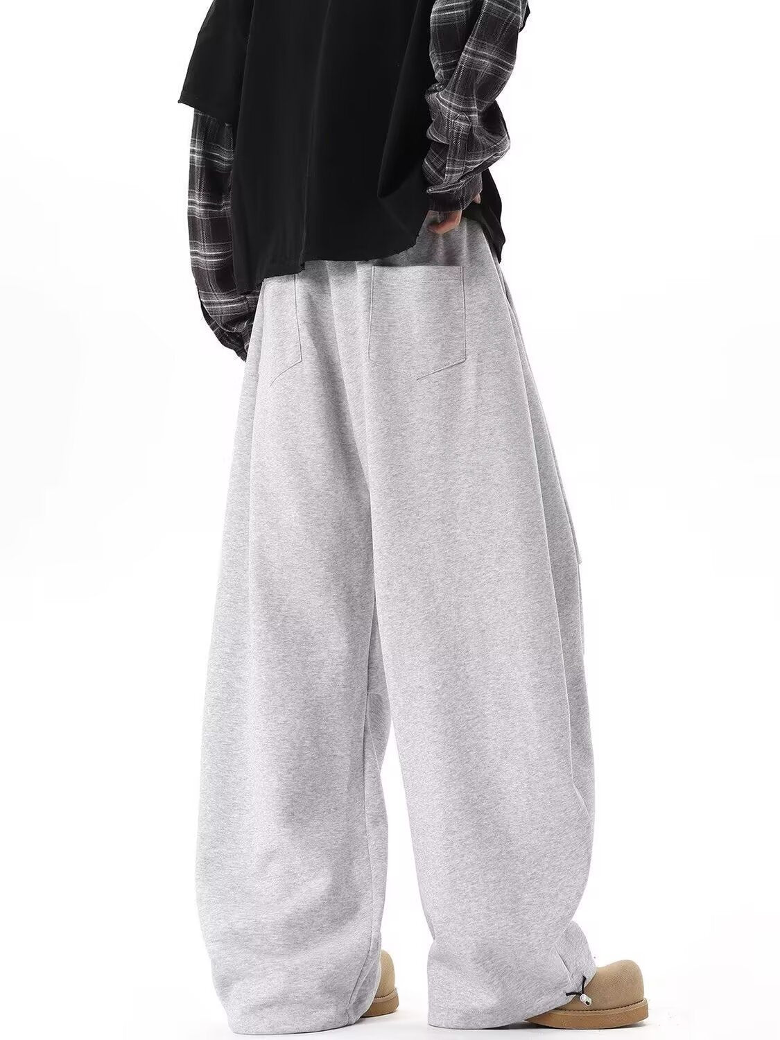 フラッグプリント ワイドスウェットパンツ サイド着用イメージ High land