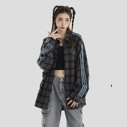 チェックシャツ サイドライン モデル着用 レディーススタイル High land