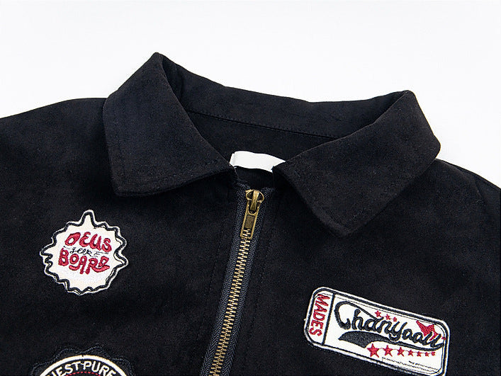 Patchwork Suede Bomber Jacket