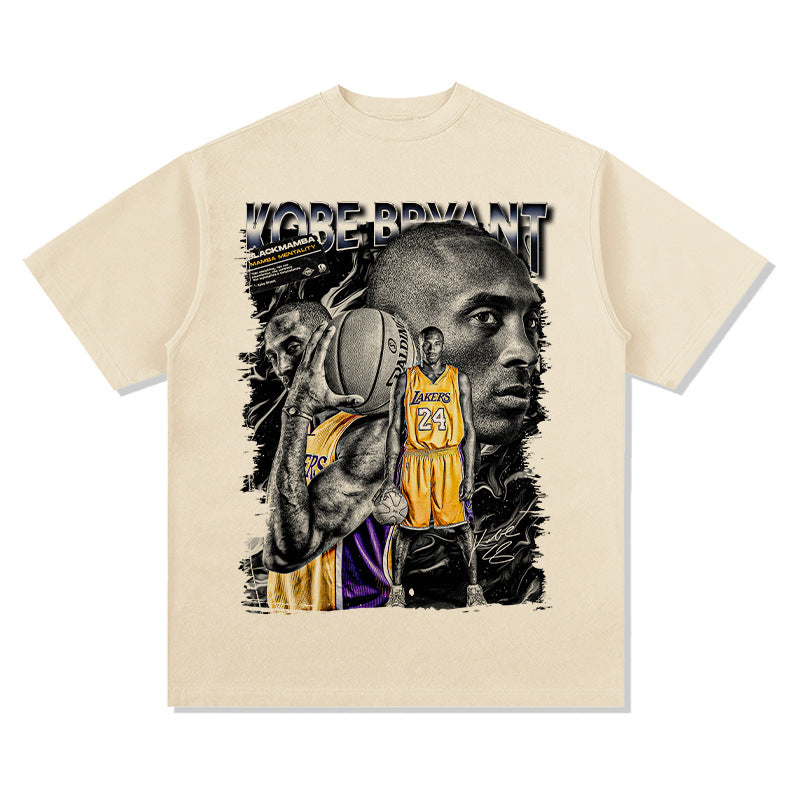 バスケアイコン アートプリントTシャツ ベージュ ユニセックス ビッグシルエット