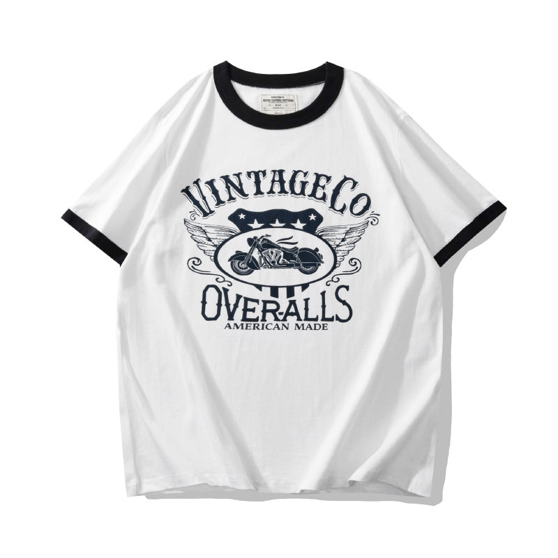 ヴィンテージモーター リンガーTシャツ ホワイト 正面 グラフィック High land