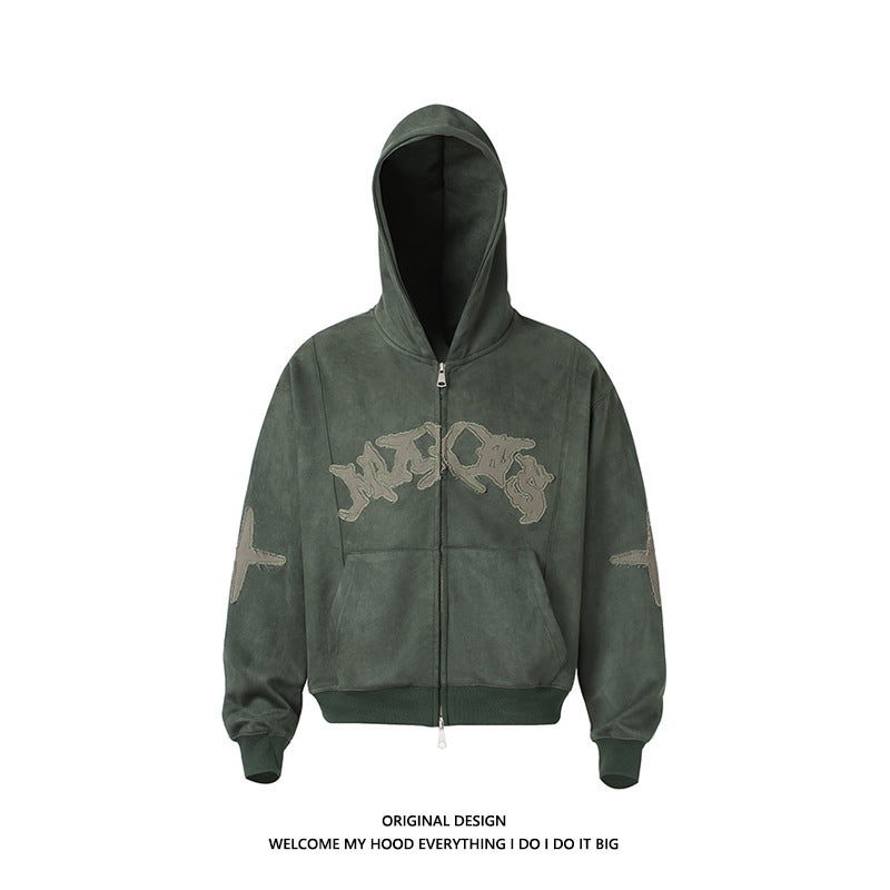 Velour Street Logo Zip-Up Hoodie