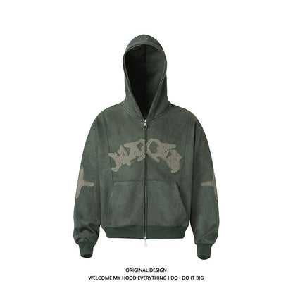 Velour Street Logo Zip-Up Hoodie