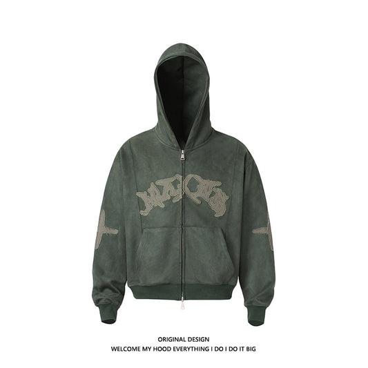 Velour Street Logo Zip-Up Hoodie