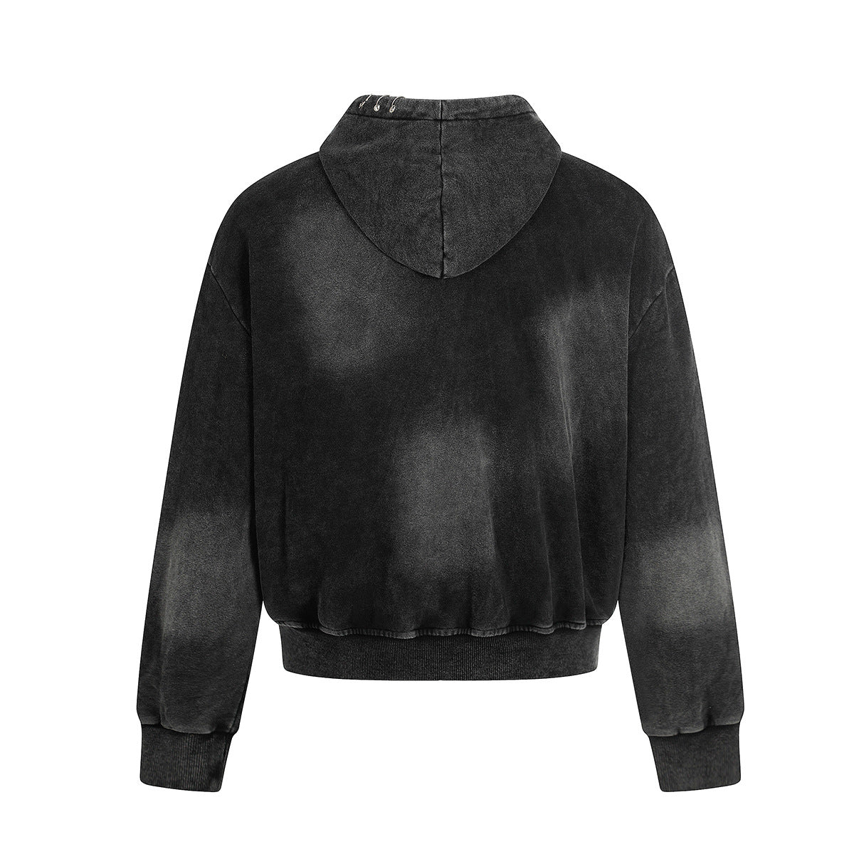 ヴィンテージ加工ブラックパーカーのシンプルな後ろ姿・High land公式