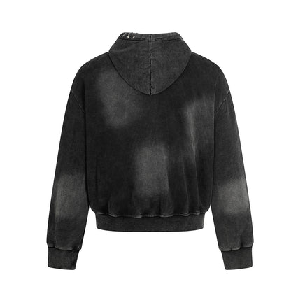 ヴィンテージ加工ブラックパーカーのシンプルな後ろ姿・High land公式