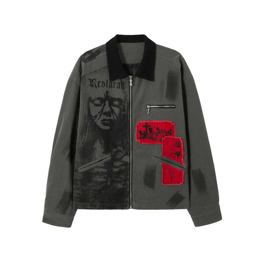 Gothic Art Patchwork Zip Jacket