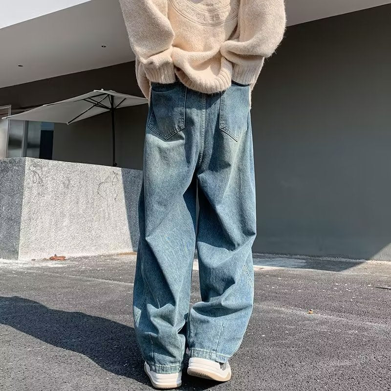 ワイドデニムパンツ ブルー バックスタイル High land