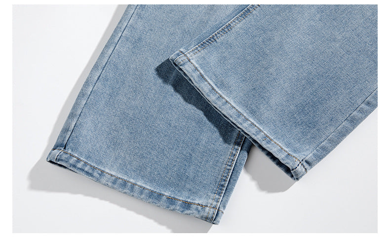 ワイドデニムパンツ ブルー 裾ディテール イメージ High land