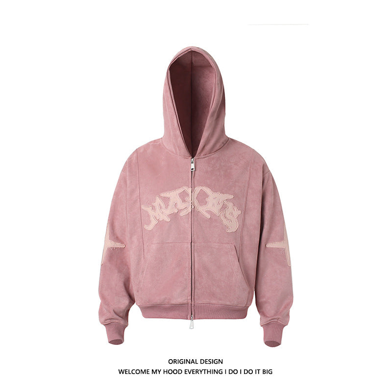 Velour Street Logo Zip-Up Hoodie