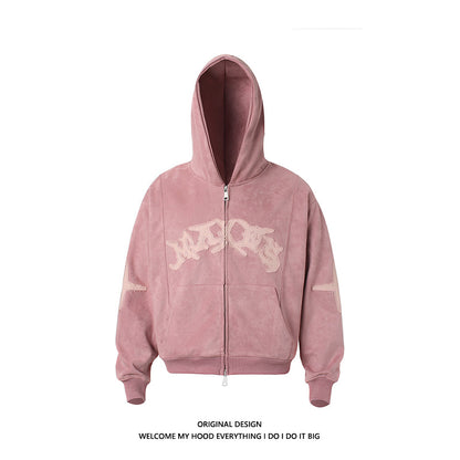 Velour Street Logo Zip-Up Hoodie