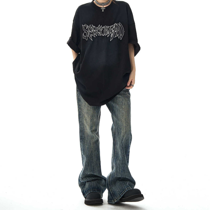 SPRKHEADロゴ オーバーサイズTシャツ ブラック 着用全身 High land