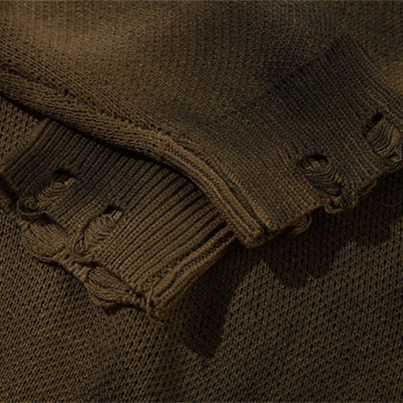 バタフライダメージニット セーター 襟元ダメージ ディテール ユニセックス High land