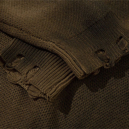 バタフライダメージニット セーター 襟元ダメージ ディテール ユニセックス High land