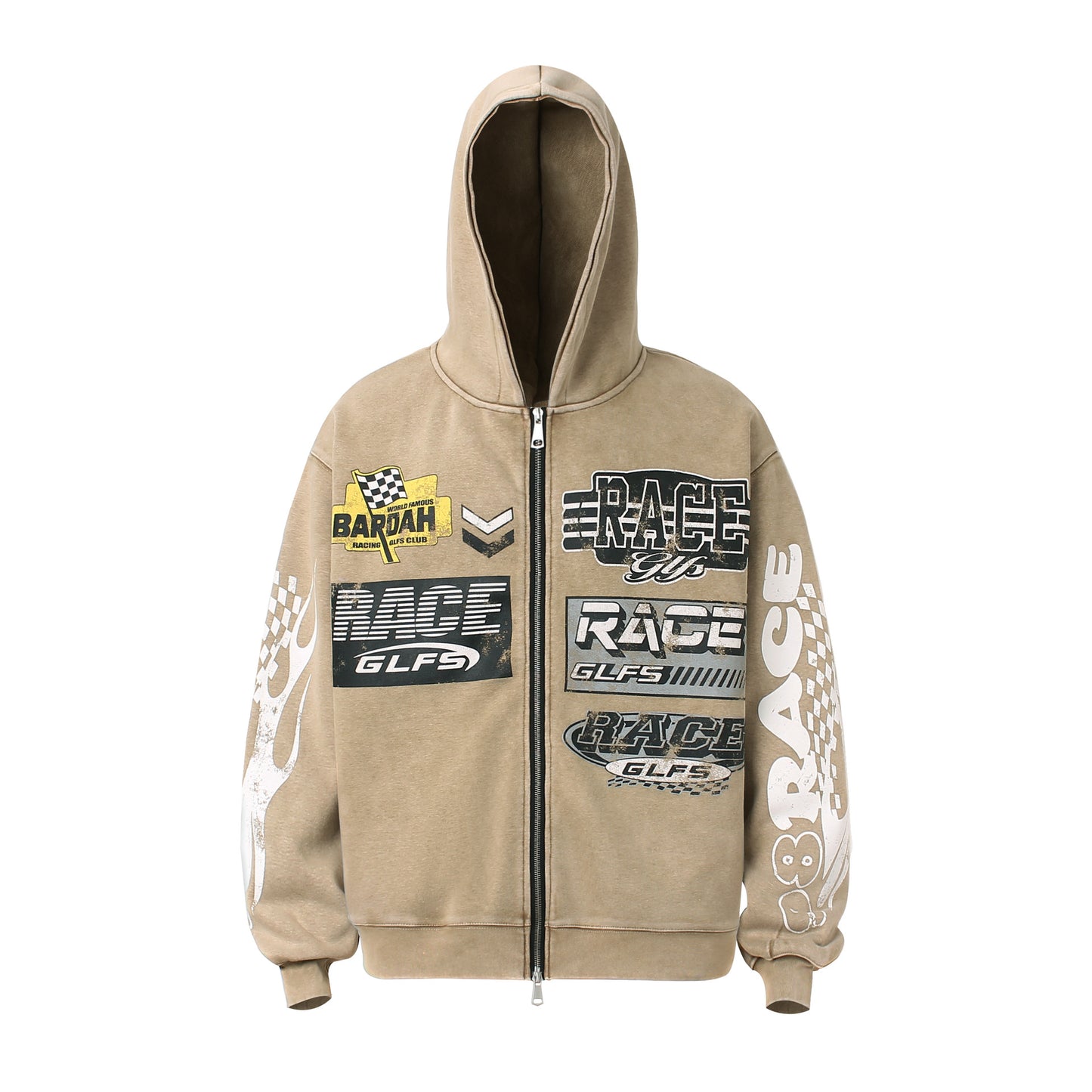 Racing Patchwork Zip-Up Hoodie