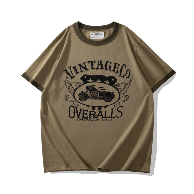 ヴィンテージモーター リンガーTシャツ カーキ 正面 High land