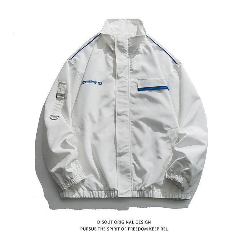 グラフィックロゴ ブルゾン ホワイト フロントデザイン 配色ライン Highland