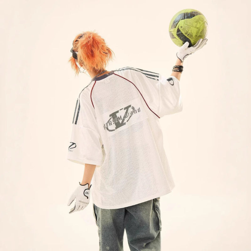 ゲームシャツ風 メッシュTシャツ ホワイト バックロゴ着用 High land