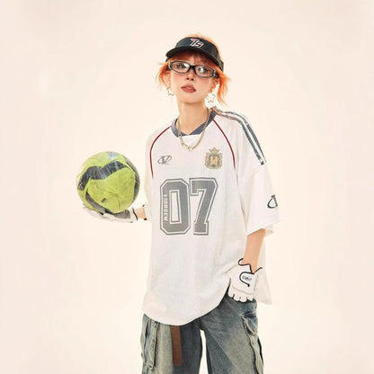 ゲームシャツ風 メッシュTシャツ ホワイト スポーティースタイル High land