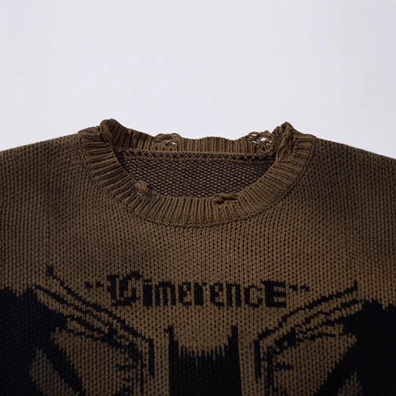 グランジバタフライニット 衿元ダメージ ディテール 