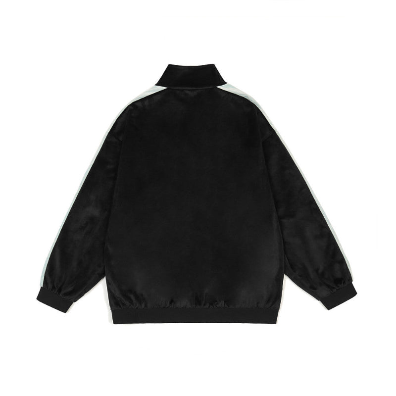 ハートラインジャージトラックジャケット ブラック バックデザイン High land